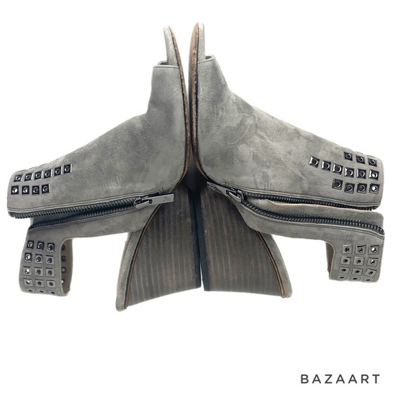 Donald J Pliner Janesp Gray Suede Peep Toe Ankle Bootie Side Zipper Closure Sz 8 - Picture 6 of 10